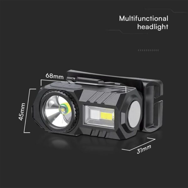 Φακός Κεφαλής Επαναφορτιζόμενος LED 3W RGBW IP44 Μαύρος V-TAC – 23339VT