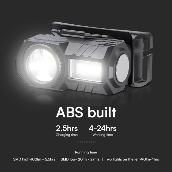 Φακός Κεφαλής Επαναφορτιζόμενος LED 3W RGBW IP44 Μαύρος V-TAC – 23339VT