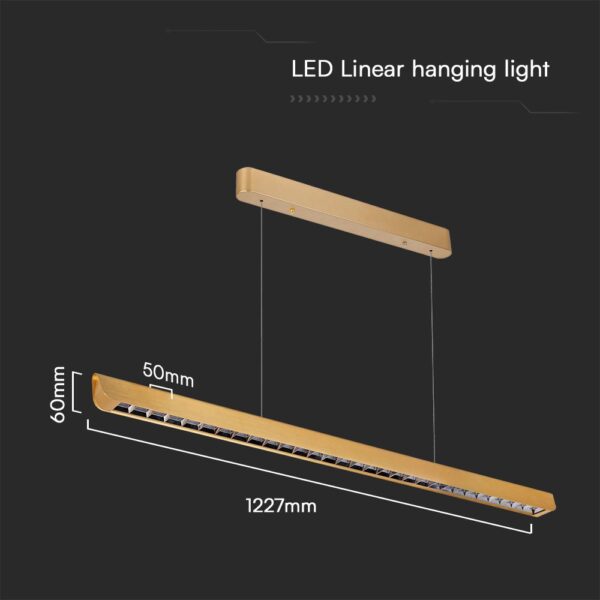 Κρεμαστό Γραμμικό Φωτιστικό LED 36W Χρυσό CCT V-TAC – 23344VT