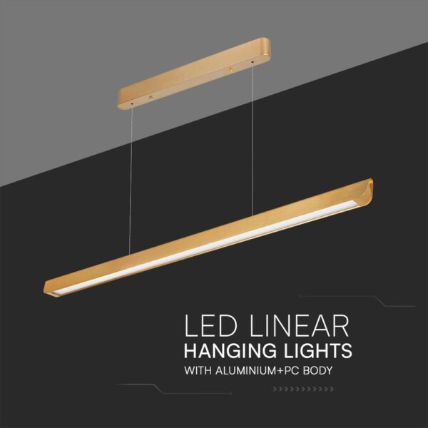Κρεμαστό Γραμμικό Φωτιστικό LED 36W Χρυσό CCT Χρυσό με Οπάλ Διαχύτη V-TAC – 23345VT