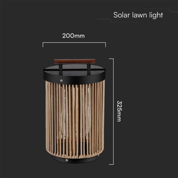 Επιτραπέζιο Φωτιστικό Κήπου LED 2.4W 3000K Ηλιακό IP65 με Ξύλο & Σχοινί  V-TAC – 23349VT