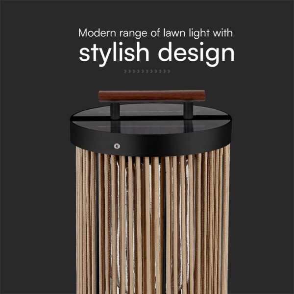 Επιτραπέζιο Φωτιστικό Κήπου LED 2.4W 3000K Ηλιακό IP65 με Ξύλο & Σχοινί  V-TAC – 23349VT