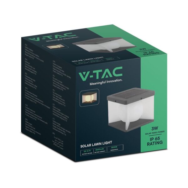 Ηλιακό Επιτοίχιο Φωτιστικό Βεράντας LED 3W 3000K IP65 Μαύρου Χρώματος V-TAC – 23351VT