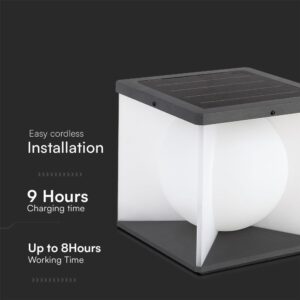 Ηλιακό Επιτοίχιο Φωτιστικό Βεράντας LED 3W 3000K IP65 Μαύρου Χρώματος V-TAC – 23351VT