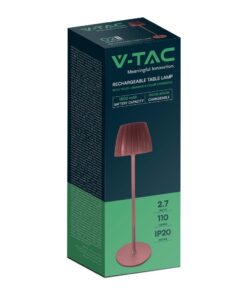Επιτραπέζιο Επαναφορτιζόμενο Φωτιστικό LED 2.7W 3000K Dimmable Καφέ Χρώματος V-TAC – 23354VT