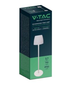 Επιτραπέζιο Επαναφορτιζόμενο Φωτιστικό LED 2.7W CCT Dimmable Λευκού Χρώματος V-TAC – 23355VT