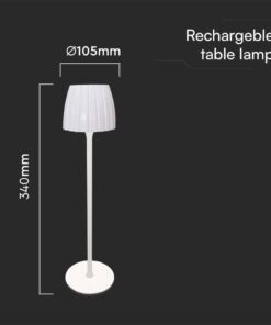 Επιτραπέζιο Επαναφορτιζόμενο Φωτιστικό LED 2.7W CCT Dimmable Λευκού Χρώματος V-TAC – 23355VT