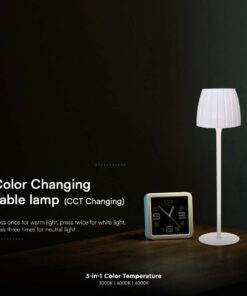 Επιτραπέζιο Επαναφορτιζόμενο Φωτιστικό LED 2.7W CCT Dimmable Λευκού Χρώματος V-TAC – 23355VT