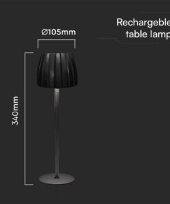 Επιτραπέζιο Επαναφορτιζόμενο Φωτιστικό LED 2.7W CCT Dimmable Μαύρου Χρώματος V-TAC – 23356VT