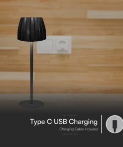 Επιτραπέζιο Επαναφορτιζόμενο Φωτιστικό LED 2.7W CCT Dimmable Μαύρου Χρώματος V-TAC – 23356VT