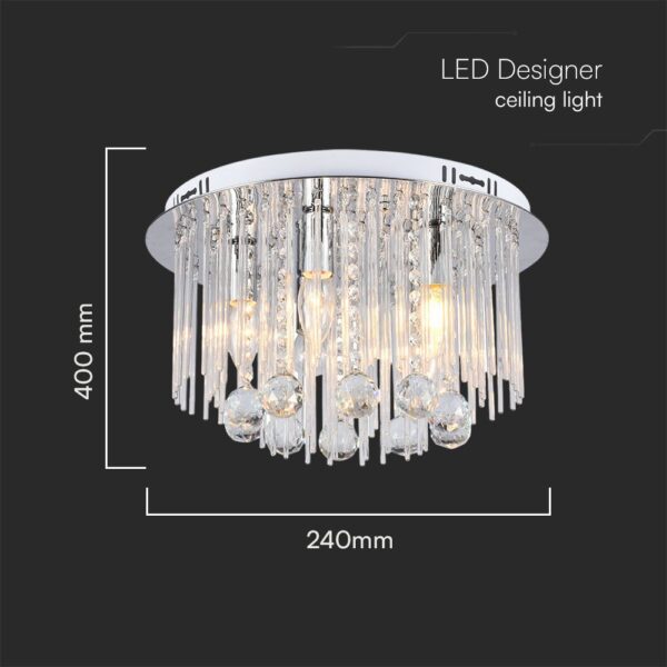 Πολύφωτο Οροφής Designer Νικελ+Κρύσταλλα D400 5xE14 V-TAC – 23359