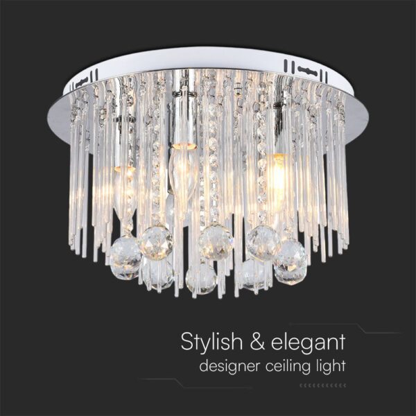 Πολύφωτο Οροφής Designer Νικελ+Κρύσταλλα D400 5xE14 V-TAC – 23359