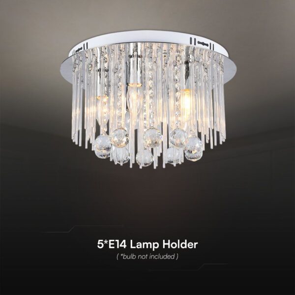 Πολύφωτο Οροφής Designer Νικελ+Κρύσταλλα D400 5xE14 V-TAC – 23359