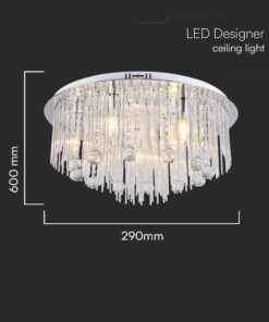 Πολύφωτο Οροφής Designer Νικελ+Κρύσταλλα D600 9xE14 V-TAC – 23360