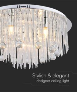 Πολύφωτο Οροφής Designer Νικελ+Κρύσταλλα D600 9xE14 V-TAC – 23360