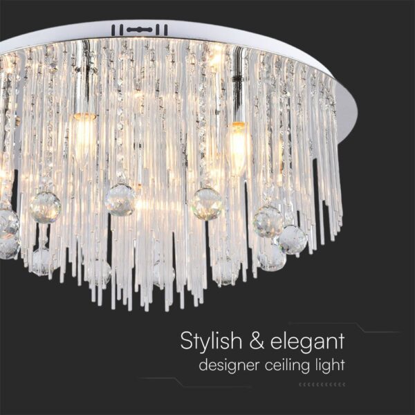 Πολύφωτο Οροφής Designer Νικελ+Κρύσταλλα D600 9xE14 V-TAC – 23360