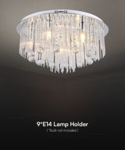 Πολύφωτο Οροφής Designer Νικελ+Κρύσταλλα D600 9xE14 V-TAC – 23360