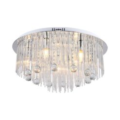 Πολύφωτο Οροφής Designer Νικελ+Κρύσταλλα D600 9xE14 V-TAC – 23360