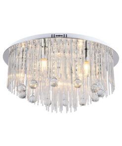 Πολύφωτο Οροφής Designer Νικελ+Κρύσταλλα D600 9xE14 V-TAC – 23360