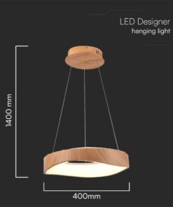 Κρεμαστό Φωτιστικό LED Designer 18W σε Απόχρωση Ξύλου D400 3000K V-TAC – 23363