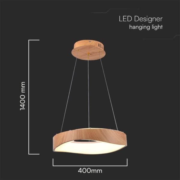 Κρεμαστό Φωτιστικό LED Designer 18W σε Απόχρωση Ξύλου D400 3000K V-TAC – 23363