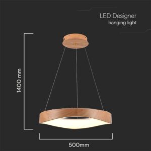 Κρεμαστό Φωτιστικό 25W LED σε Απόχρωση Ξύλου 3000K D500 V-TAC – 23364