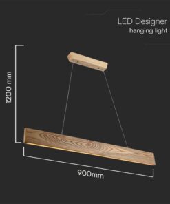 Κρεμαστό Φωτιστικό 24W LED σε Απόχρωση Ξύλου 90cm 3000K V-TAC – 23365