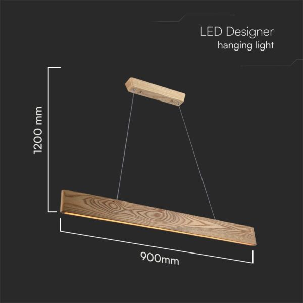 Κρεμαστό Φωτιστικό 24W LED σε Απόχρωση Ξύλου 90cm 3000K V-TAC – 23365