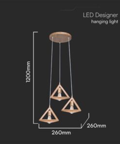 Κρεμαστό Φωτιστικό Designer 3xE27 σε Χρώμα Ξύλου V-TAC – 23367