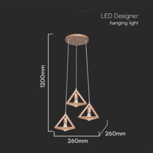 Κρεμαστό Φωτιστικό Designer 3xE27 σε Χρώμα Ξύλου V-TAC – 23367