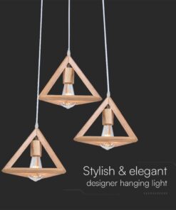 Κρεμαστό Φωτιστικό Designer 3xE27 σε Χρώμα Ξύλου V-TAC – 23367