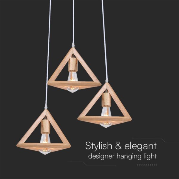 Κρεμαστό Φωτιστικό Designer 3xE27 σε Χρώμα Ξύλου V-TAC – 23367