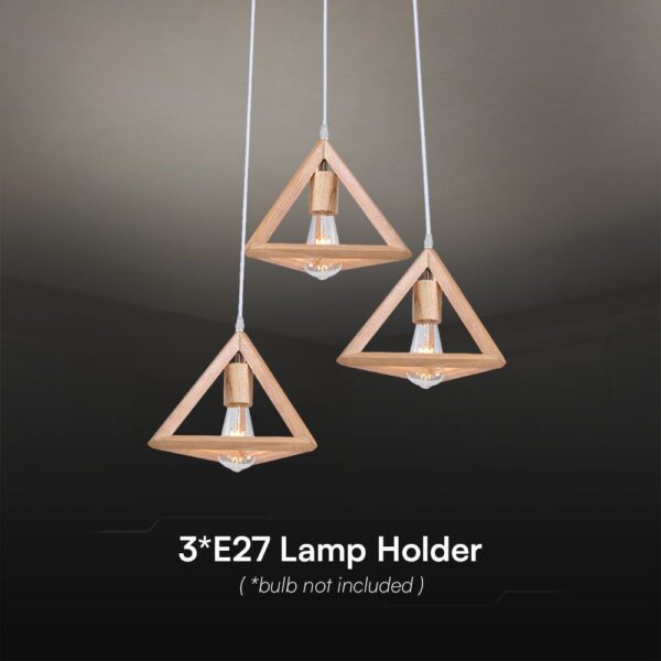 Κρεμαστό Φωτιστικό Designer 3xE27 σε Χρώμα Ξύλου V-TAC – 23367
