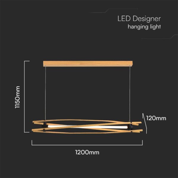 LED Designer 15W Κρεμαστό Φωτιστικό Ράγα σε Απόχρωση Λευκό+Ξύλο 3000K V-TAC – 23368