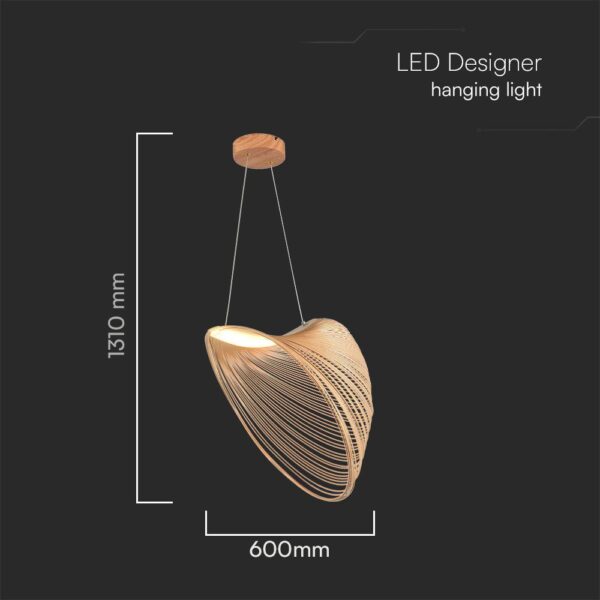 Κρεμαστό Φωτιστικό 10W LED Designer σε Χρώμα Ξύλου D600 3000K V-TAC – 23369