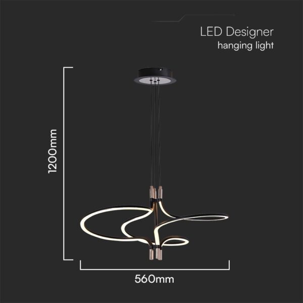 Κρεμαστό Φωτιστικό LED Designer 30W με Χρυσό+Μαύρο σώμα  3000K V-TAC – 23370