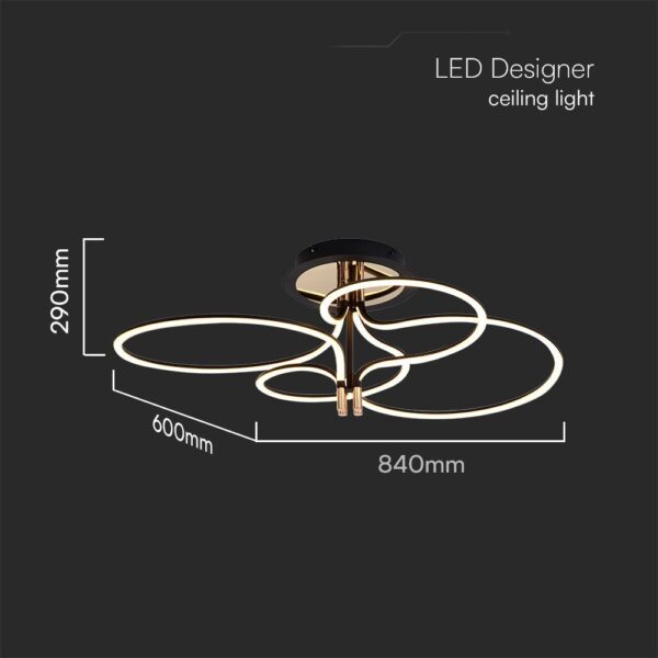Φωτιστικό Οροφής LED Designer 36W με Χρυσό+Μαύρο Σώμα 3000K V-TAC – 23371