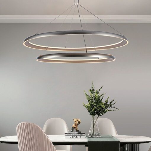 Κρεμαστο Φωτιστικό LED Designer 65W Γκρι Σαμπανιζέ με Κύκλους D400+D600 3000K V-TAC – 23372