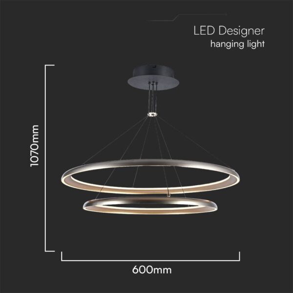 Κρεμαστο Φωτιστικό LED Designer 65W Γκρι Σαμπανιζέ με Κύκλους D400+D600 3000K V-TAC – 23372