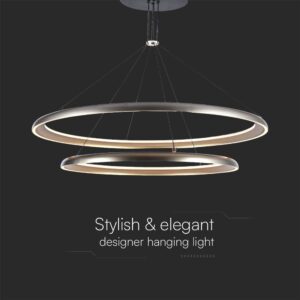 Κρεμαστο Φωτιστικό LED Designer 65W Γκρι Σαμπανιζέ με Κύκλους D400+D600 3000K V-TAC – 23372