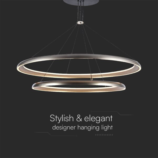 Κρεμαστο Φωτιστικό LED Designer 65W Γκρι Σαμπανιζέ με Κύκλους D400+D600 3000K V-TAC – 23372