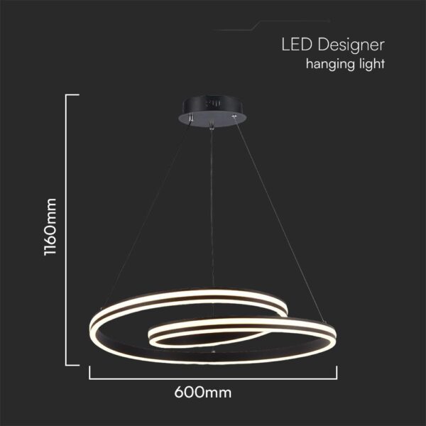 Κρεμαστό Φωτιστικό LED Designer με Μάυρο + Λευκό Σώμα CCT V-TAC – 23374