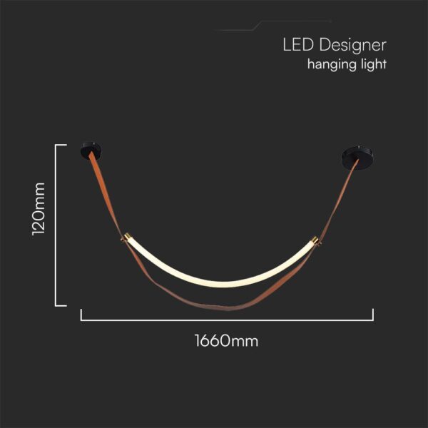 LED Designer Κρεμαστό Φωτιστικό Οροφής 12W με Καφέ + Μαύρο Σώμα 3000K V-TAC – 23375