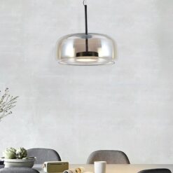 6W LED Designer Κρεμαστό Φωτιστικό Μαύρο Μέταλλο+Γυαλί Κεχριμπάρι Φ350 3000K V-TAC – 23378