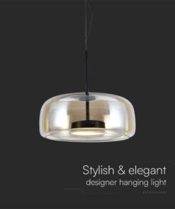 6W LED Designer Κρεμαστό Φωτιστικό Μαύρο Μέταλλο+Γυαλί Κεχριμπάρι Φ350 3000K V-TAC – 23378