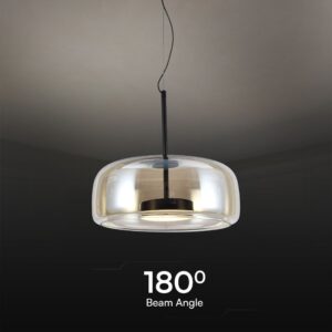 6W LED Designer Κρεμαστό Φωτιστικό Μαύρο Μέταλλο+Γυαλί Κεχριμπάρι Φ350 3000K V-TAC – 23378