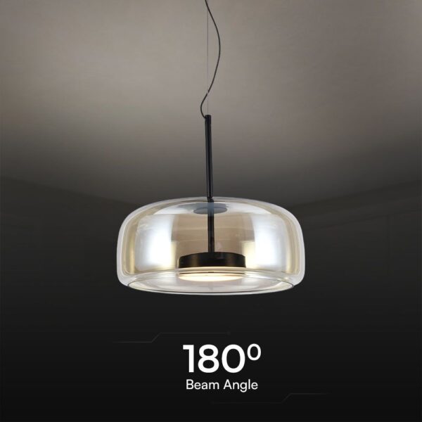 6W LED Designer Κρεμαστό Φωτιστικό Μαύρο Μέταλλο+Γυαλί Κεχριμπάρι Φ350 3000K V-TAC – 23378