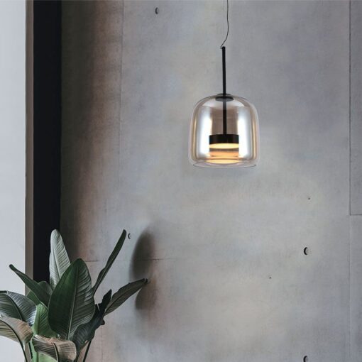 Κρεμαστό Φωτιστικό 6W LED Designer Μαύρο Μέταλλο + Γυαλί Κεχριμπάρι D250 Θερμό 3000K V-TAC – 23379