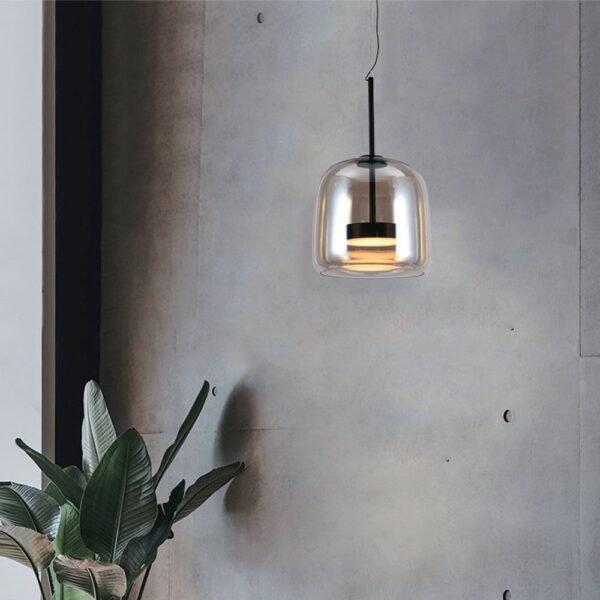 Κρεμαστό Φωτιστικό 6W LED Designer Μαύρο Μέταλλο + Γυαλί Κεχριμπάρι D250 Θερμό 3000K V-TAC – 23379