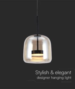 Κρεμαστό Φωτιστικό 6W LED Designer Μαύρο Μέταλλο + Γυαλί Κεχριμπάρι D250 Θερμό 3000K V-TAC – 23379